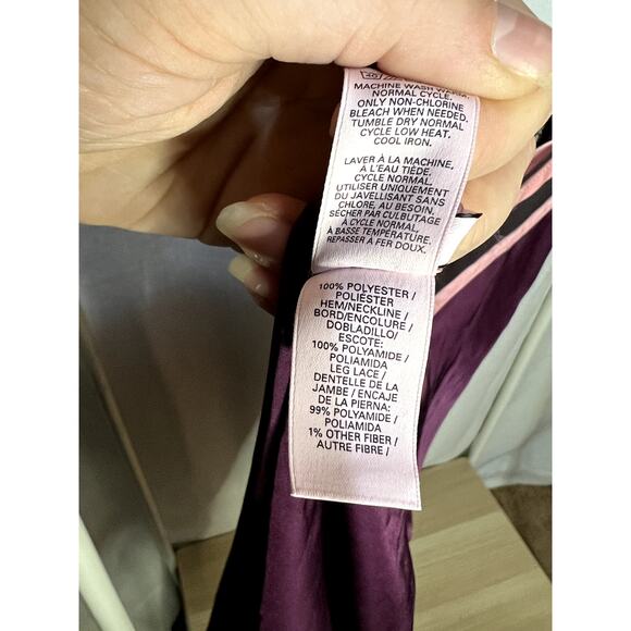 Victoria's Secret Sexy Purple Pink Lace Faux Silk Slip Dress Nightgown - Picture 10 of 10